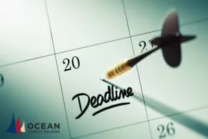 Deadline written on calendar
