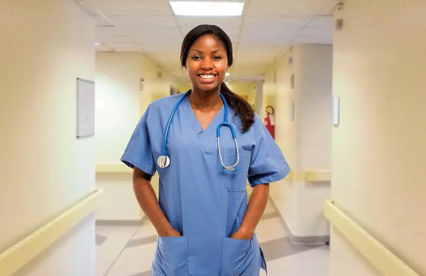 Nurse wearing scrubs in a hospital