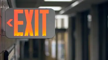 Exit sign above door