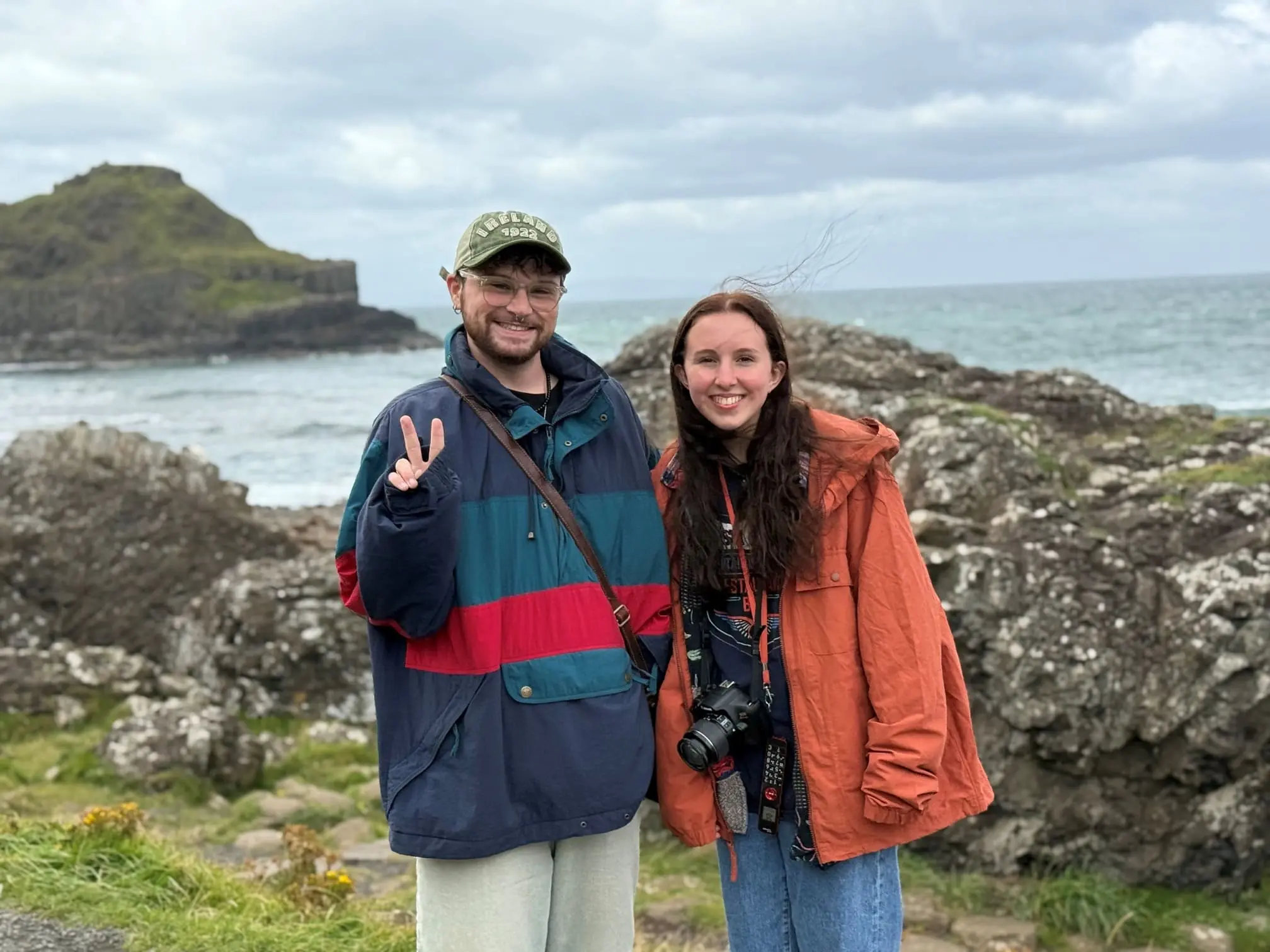 Ireland cliffs and students