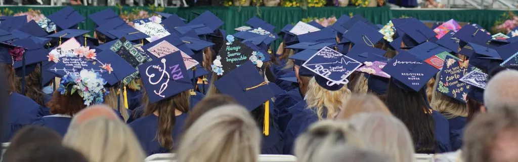 Graduates' caps at Commencement